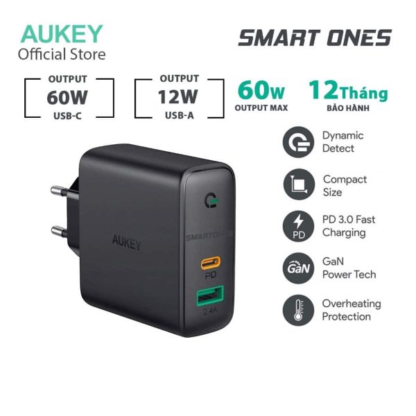 Củ Sạc Nhanh Aukey PA-D3 60W