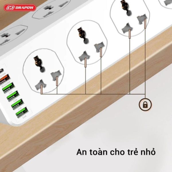 Ổ điện đa năng Drapow SK28 10 cổng 220v