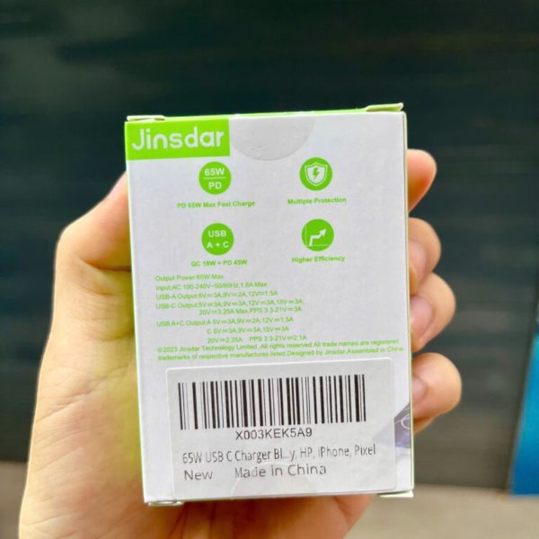Jinsdar 65W 2 cổng USB A C GaN