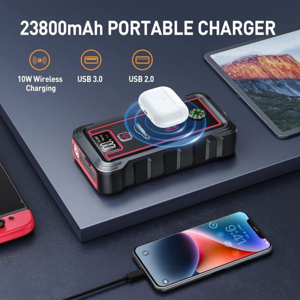 Pin dự phòng kiêm kích bình ắc quy YABER 23.800mAh