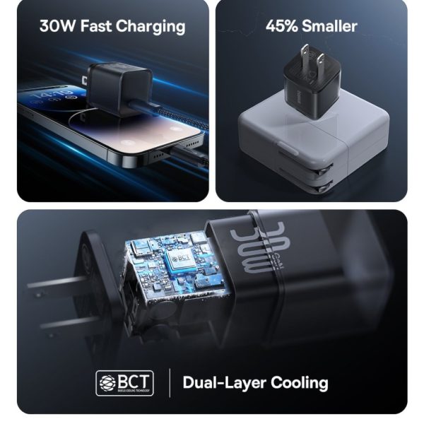 Bộ Củ Sạc Nhanh Baseus 30W GaN5S kèm cáp C to C Fast Charger 1C