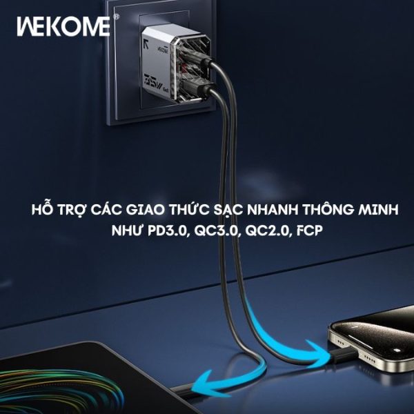 Củ sạc nhanh 35W hãng WEKOME WP-U23 2 cổng Củ sạc nhanh 35W hãng WEKOME WP-U23 2 cổng
