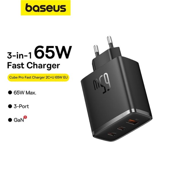 Cốc Sạc Nhanh OS-Baseus Cube Pro Fast Charger 2C+U 65W