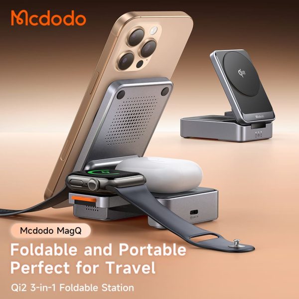 Đế Sạc Đa Năng Mcdodo MagQ Qi2 3-in-1 Foldable Charging Station (Kèm cáp sạc C to C)