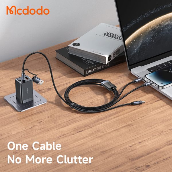 Cáp Sạc Nhanh Mcdodo USB / Type-C to M+L+C 6-in-1 100W Transparent Cable with Charging Light Cáp Sạc Nhanh Mcdodo USB / Type-C to M+L+C 6-in-1 100W Transparent Cable with Charging Light