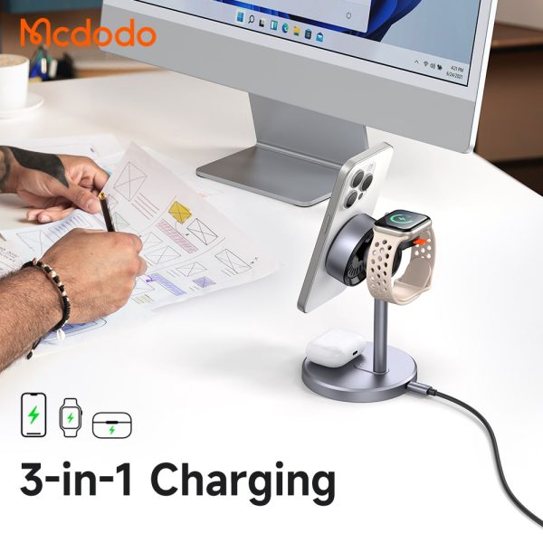 Đế Sạc Không Dây Mcdodo MagQ Qi2 3-in-1 Wireless Charging Stand (Kèm cốc cáp sạc)