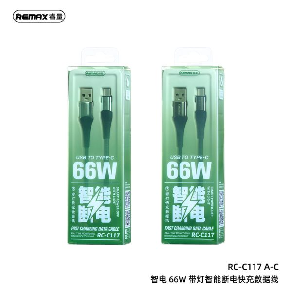 Cáp sạc tự ngắt Type C REMAX RC-C117 A-C 66W