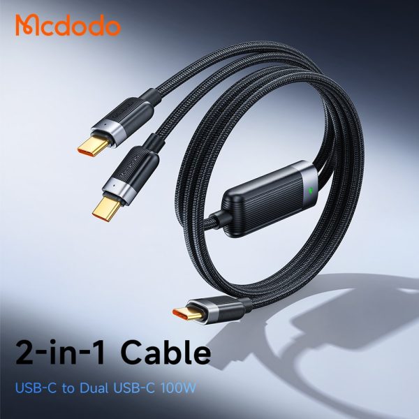 Cáp Sạc Nhanh Đa Năng Mcdodo C to Dual C 100W 2-in-1 Smart Cable