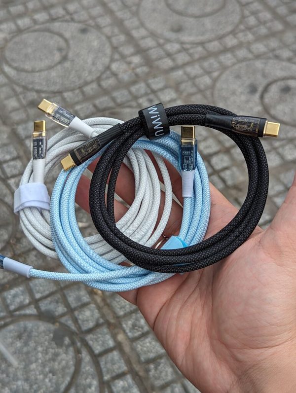 Dây sạc 100W c to c mạ vàng dây dù gia cường lộ mạch trong suốt