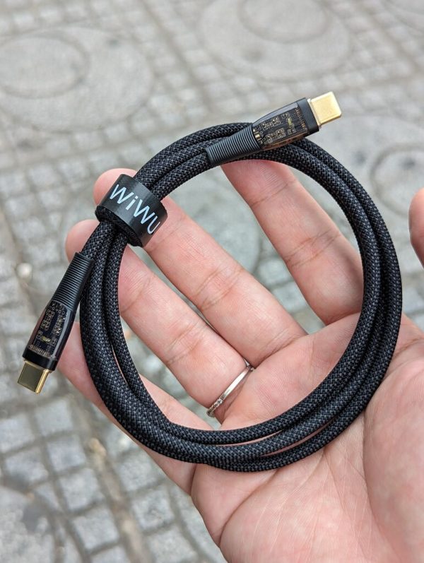 Dây sạc 100W c to c mạ vàng dây dù gia cường lộ mạch trong suốt