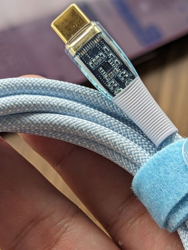 Dây sạc 100W c to c mạ vàng dây dù gia cường lộ mạch trong suốt