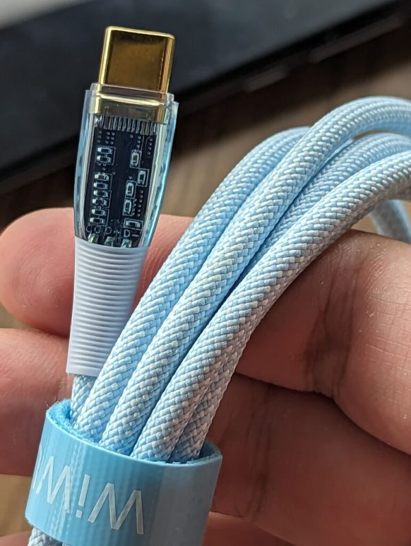 Dây sạc 100W c to c mạ vàng dây dù gia cường lộ mạch trong suốt