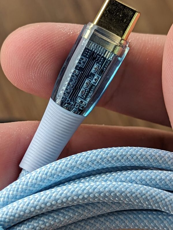 Dây sạc 100W c to c mạ vàng dây dù gia cường lộ mạch trong suốt