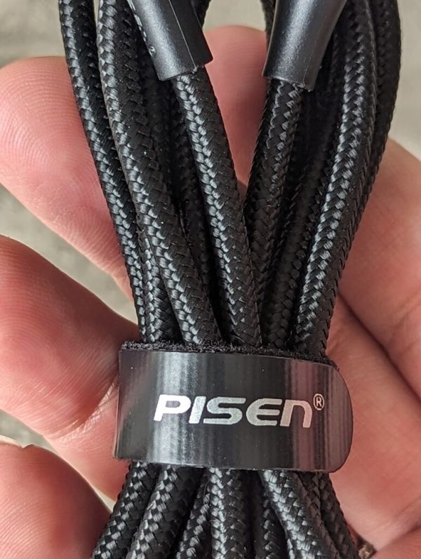 Dây sạc Pisen A to Lightning cho iphone bọc dù, đầu mạ vàng trong suốt, lộ mạch cao cấp