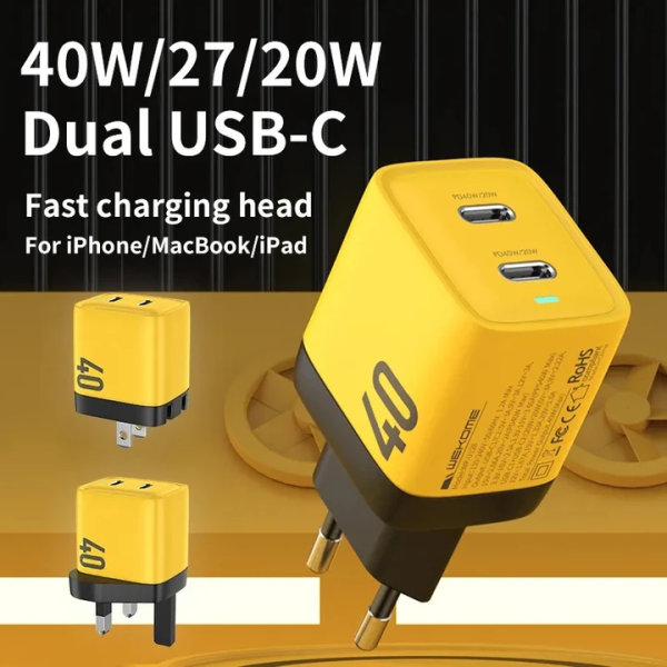 Củ sạc WEKOME WP - U128 40W công nghệ GaN, 2 cổng cắm TypeC
