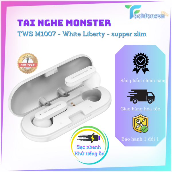 Tai nghe Monster Airlink blutooth 5.0 TWS M1007 Supper Slim công nghệ ngập tràn