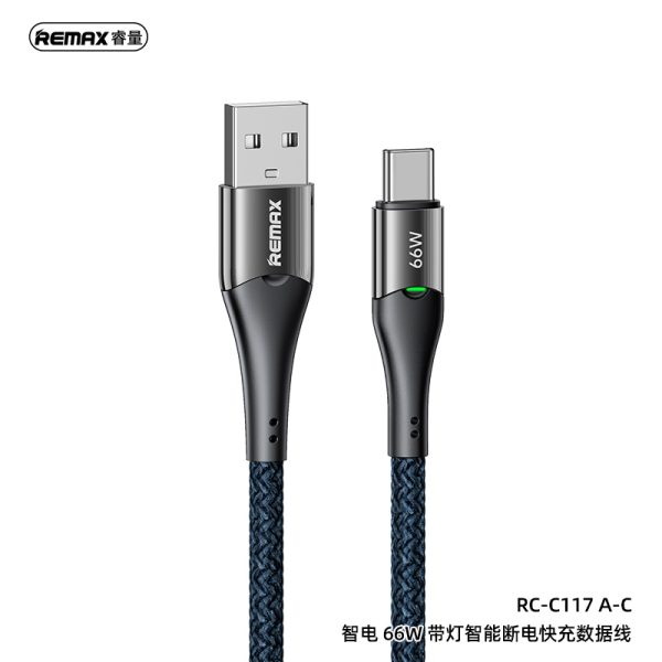 Cáp sạc tự ngắt Type C REMAX RC-C117 A-C 66W