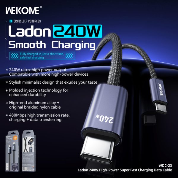 Cáp Sạc Siêu Nhanh WEKOME WDC-23 – Công Suất Khủng 240W