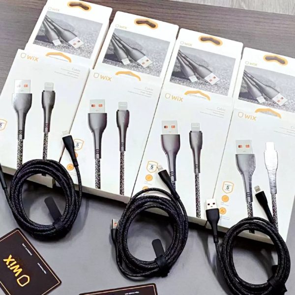 Cáp sạc iPhone dây dù dài 2M hãng WIX Fullbox chân USB-A to Lightning