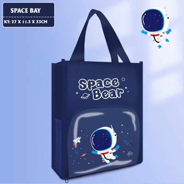 Túi học thêm, túi học phụ đạo BH Kids nhiều ngăn, Mica trong suốt cho bé tiểu học,cặp sách vải Oxfor