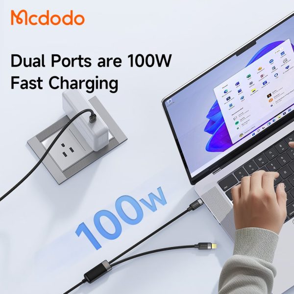 Cáp Sạc Nhanh Đa Năng Mcdodo C to Dual C 100W 2-in-1 Smart Cable