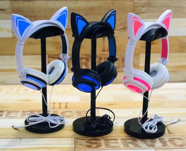 Tai Nghe Chụp Tai Thiết Kế Tai Mèo, dây cắm 3.5mm