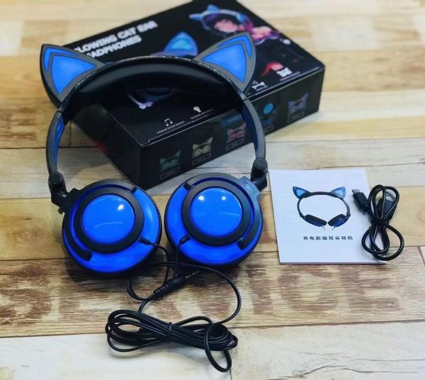 Tai Nghe Chụp Tai Thiết Kế Tai Mèo, dây cắm 3.5mm