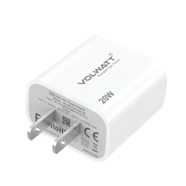 Bộ củ cáp sạc Volwatt (Đức) GE-20P GaN Plus 20W Fast Charger Type C to C Cable Bộ củ cáp sạc Volwatt (Đức) GE-20P GaN Plus 20W Fast Charger Type C to C Cable