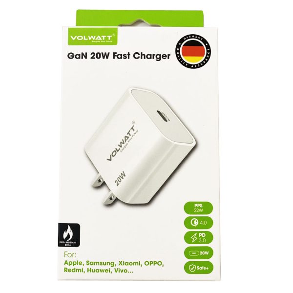 Củ sạc nhanh Volwatt (Đức) GE-20P-C-M GaN 20W Fast Charger