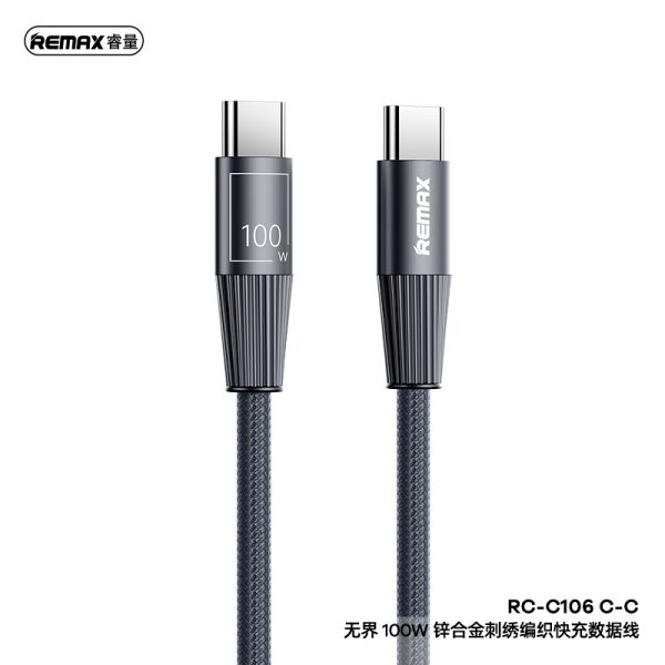 Cáp sạc nhanh bọc dù REMAX RC-C106 C-C 1.2M 100W (Type C To Type C) Cáp sạc nhanh bọc dù REMAX RC-C106 C-C 1.2M 100W (Type C To Type C)