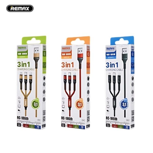 Cáp Sạc Nhanh REMAX RC-186th 3.1A 3IN1