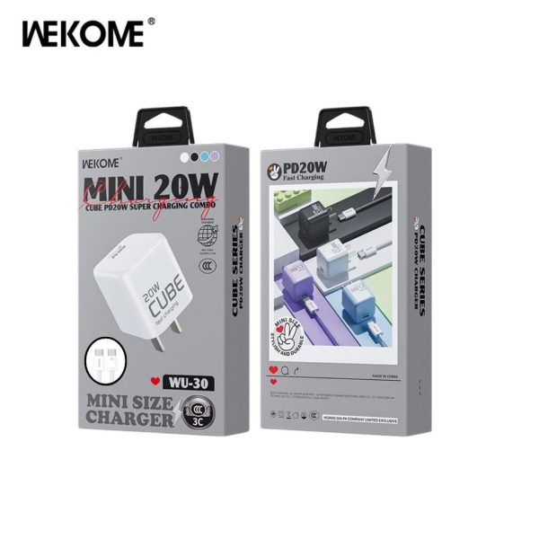 Combo Sạc Nhanh WEKOME WU-30 | PD 20W + Cáp Sạc 27W ( C-L )/65W ( C-C ) - ( Xuất VAT + 8% )