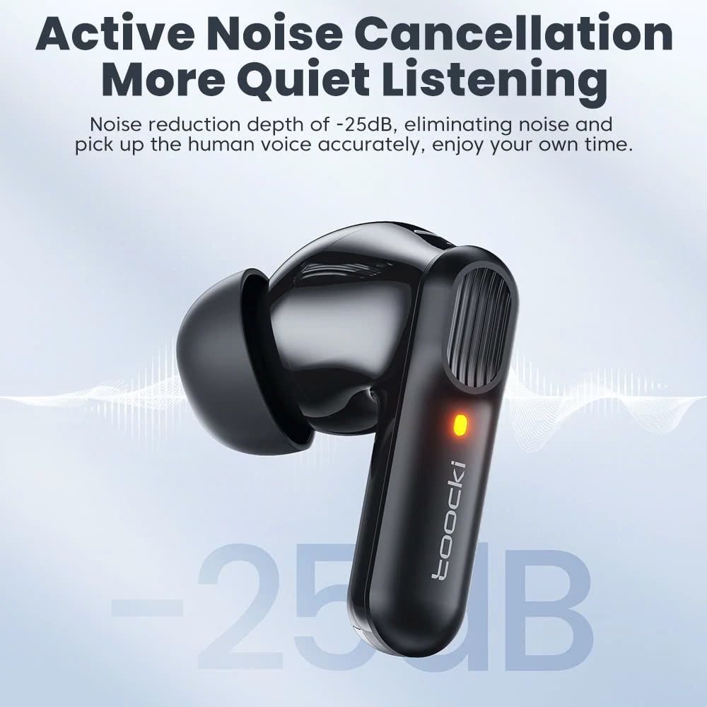 Tai Nghe Bluetooth TOOCKI TQ- EJ21 chống ồn chủ động bluethooth 5.4, âm thanh 3D, IPX4 ,Game Mode