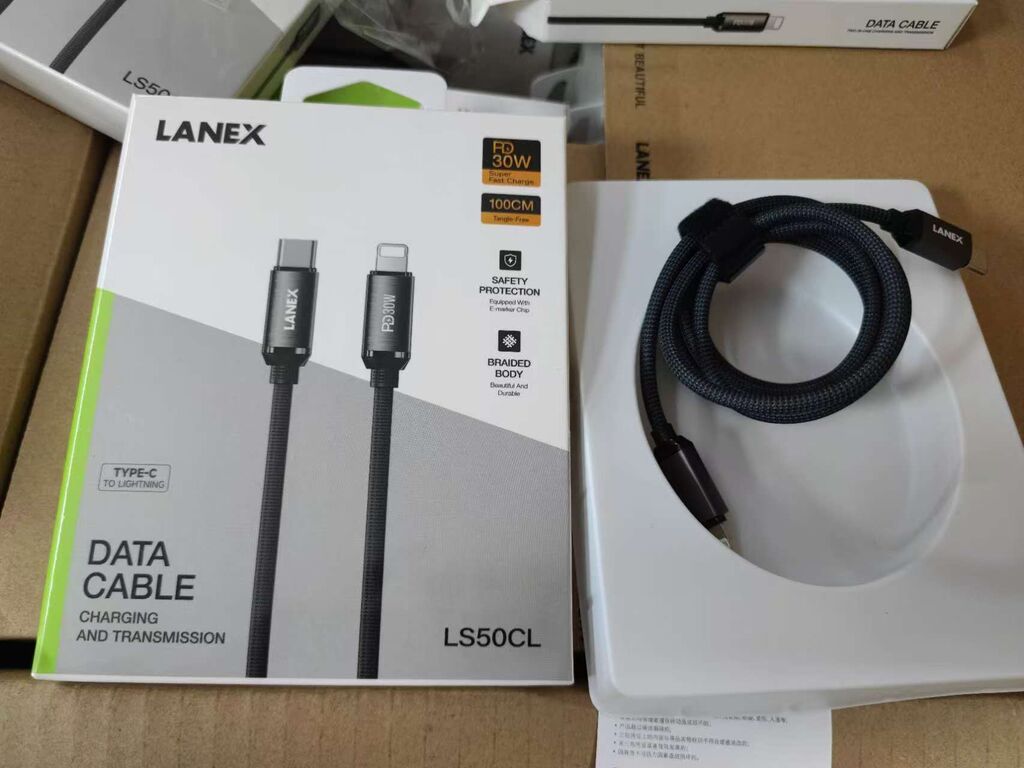 Cáp sạc nhanh typeC to Lightning Lanex 30W bọc dù