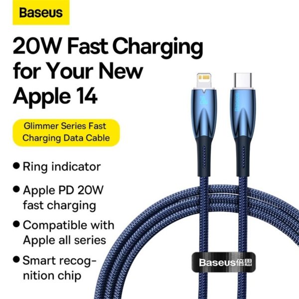 Cáp Sạc Nhanh C to Lightning Cho iPhone 14 Series Baseus Glimmer Series Fast Charging Data Cable C
