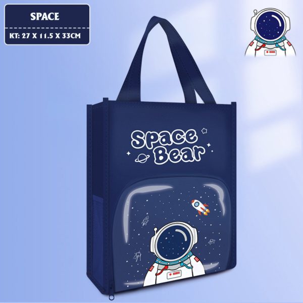 Túi học thêm, túi học phụ đạo BH Kids nhiều ngăn, Mica trong suốt cho bé tiểu học,cặp sách vải Oxfor