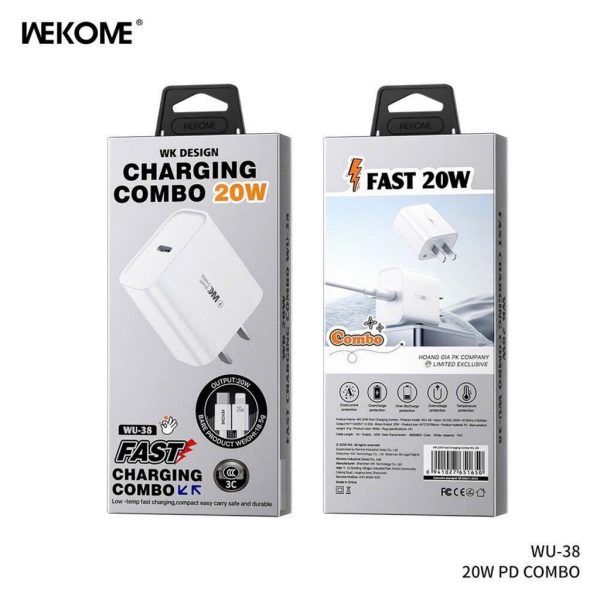 Bộ Sạc Nhanh WEKOME WU-38 PD20W + Cáp Sạc 20W ( C-L )/ 100W ( C-C ) - ( Xuất VAT + 8% ) Bộ Sạc Nhanh WEKOME WU-38 PD20W + Cáp Sạc 20W ( C-L )/ 100W ( C-C ) - ( Xuất VAT + 8% )