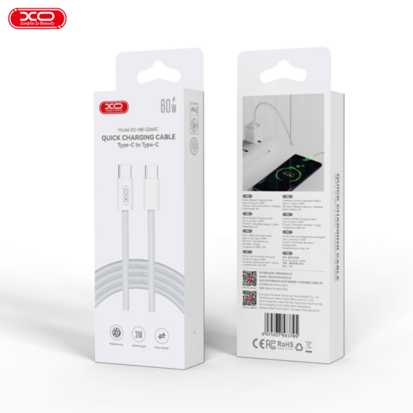 Cáp sạc XO NB-Q260C 3 mét – ( C-C, C-L ) Dài vượt trội, sạc nhanh ổn định