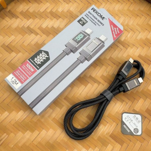 Cáp Sạc Siêu Nhanh WEKOME WDC-41 Type-C to Type-C 100W Có Màn Hình Thông Minh