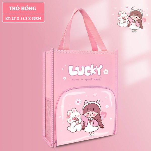 Túi học thêm, túi học phụ đạo BH Kids nhiều ngăn, Mica trong suốt cho bé tiểu học,cặp sách vải Oxfor