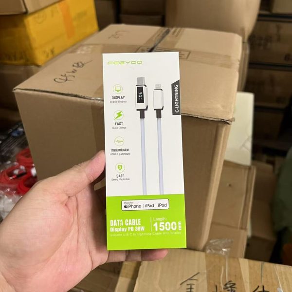 Cáp sạc iPhone C to L có MFI, hiển thị công suất FEEYOO Heymix (hàng xuất Đức )