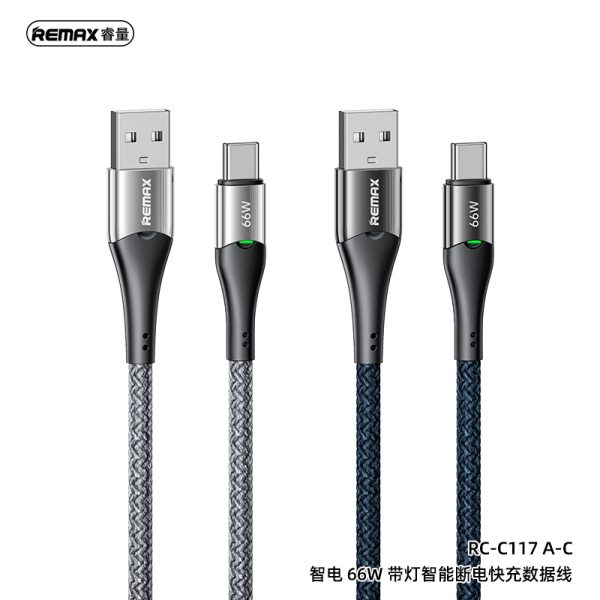 Cáp sạc tự ngắt Type C REMAX RC-C117 A-C 66W