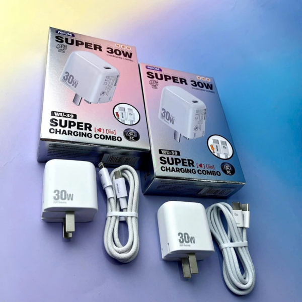 Bộ Sạc Nhanh WEKOME WU-39 PD 30W + Cáp Sạc 27W ( C-L ) / 65W ( C-C ) Bộ Sạc Nhanh WEKOME WU-39 PD 30W + Cáp Sạc 27W ( C-L ) / 65W ( C-C )