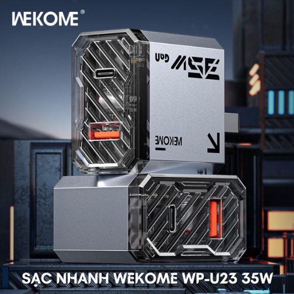 Củ sạc nhanh 35W hãng WEKOME WP-U23 2 cổng sạc hỗ trợ sạc nhanh PPS, PD, GaN