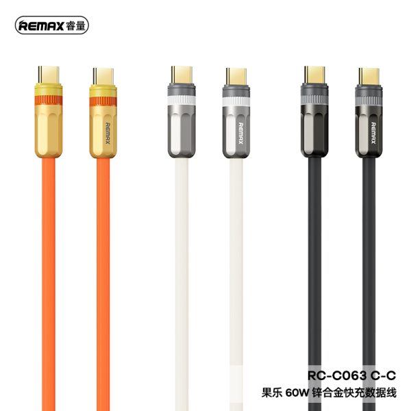 Cáp sạc nhanh REMAX RC-C063 C-C 60W (Type-C To Type-C) Cáp sạc nhanh REMAX RC-C063 C-C 60W (Type-C To Type-C)
