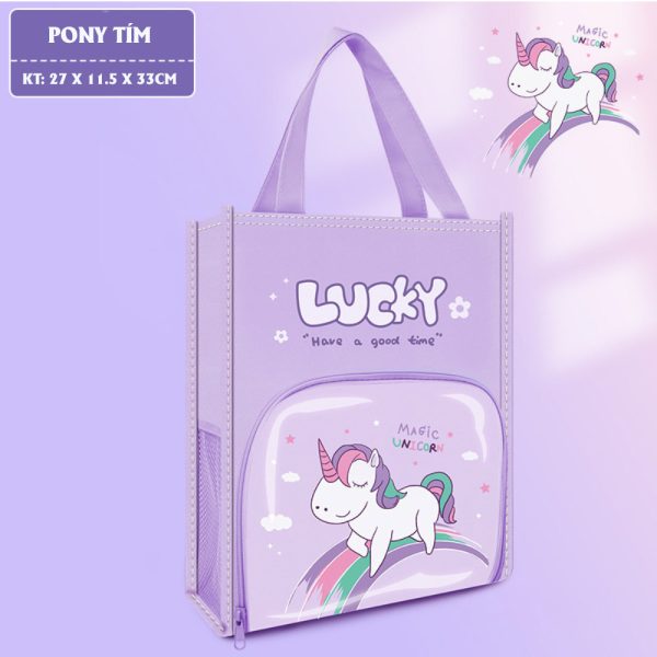 Túi học thêm, túi học phụ đạo BH Kids nhiều ngăn, Mica trong suốt cho bé tiểu học,cặp sách vải Oxfor