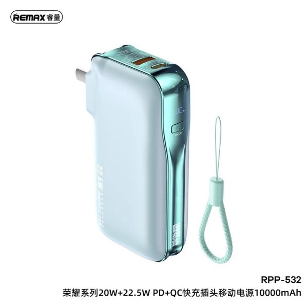 Củ sạc kiêm Pin dự phòng Remax RPP-532 dung lượng 10.000mAh sạc nhanh 22.5W PD Củ sạc kiêm Pin dự phòng Remax RPP-532 dung lượng 10.000mAh sạc nhanh 22.5W PD