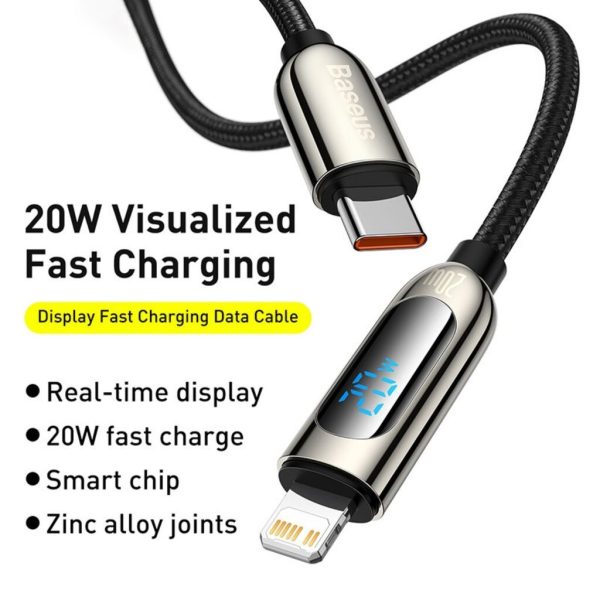 (10 tặng 1) Cáp sạc nhanh tích hợp màn hình LED Baseus Display Fast Charging Data Cable C to IP 20W