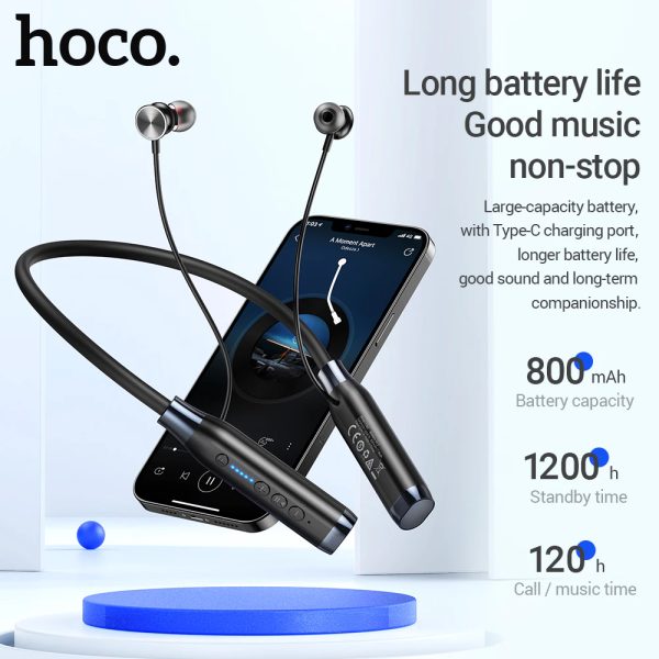 Tai Nghe Thể Thao Đeo Cổ Hoco ES62 - Tai Nghe Bluetooth 5.3 Hỗ Trợ Mic, 120 Giờ Sử Dụng