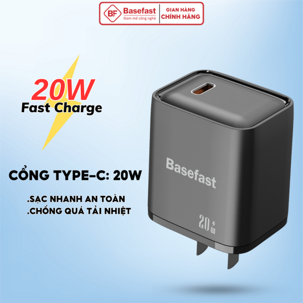Củ sạc nhanh 20W Basefast-B21 chất liệu cao cấp chống quá tải nhiệt cho samsung xiaomi